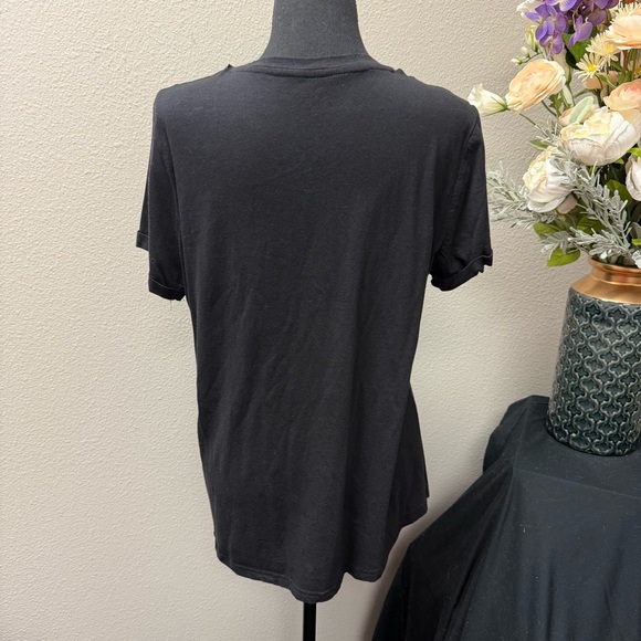 Hannah Black Short Sleeve Tee Large Boho Embroidered Floral Festival Top - Picture 4 of 8